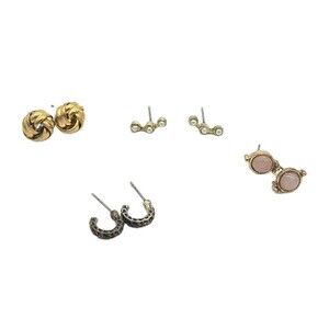 Lot Of Random Vintage Earrings Pierced Small Earring 4 Pair No Backs Tarnished